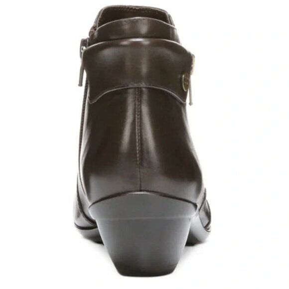 Naturalizer Haley Leather Oxford Zippered Ankle Boot 9.5 Dark Brown 2" Heels - Picture 8 of 11